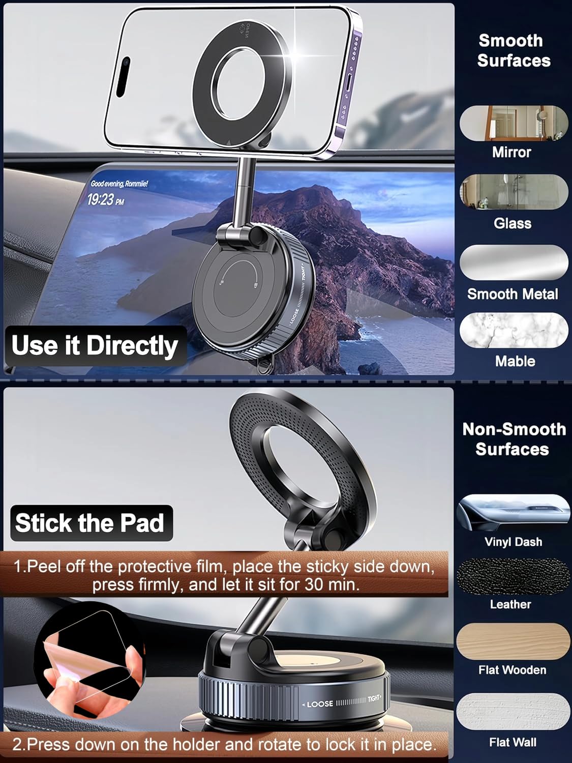 Vacuum Magnetic Suction Cup Phone Holder Mount